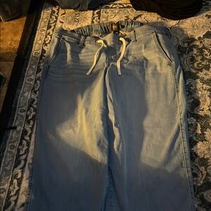 Casual Light Blue Drawstring Pants